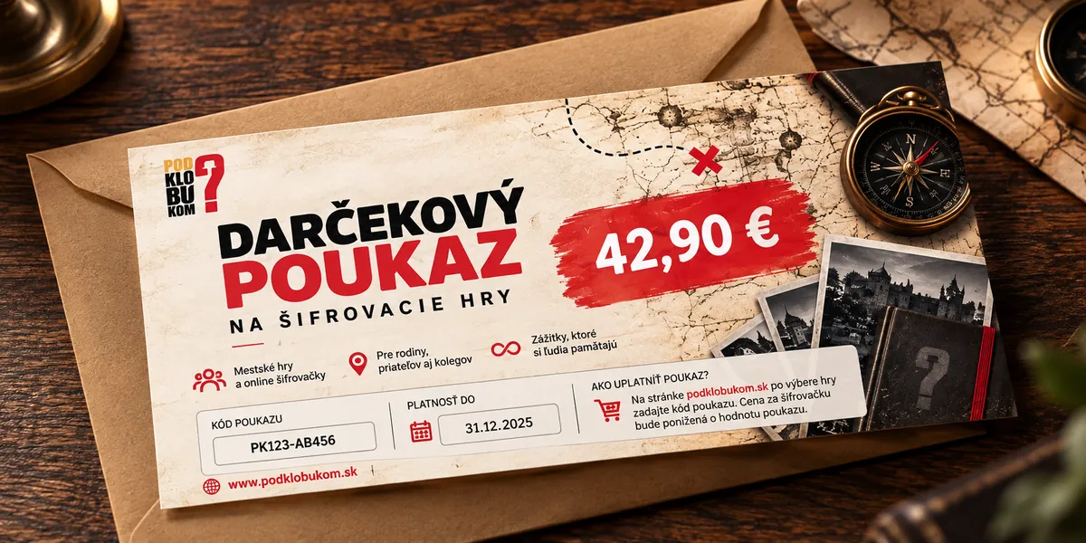 Darčekový poukaz na šiforvacie hry ležiaci na stole